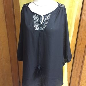 Sheer Black Lace Blouse